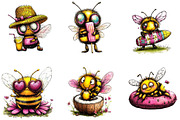 Funny Summer Bee Clipart, a Seasonal Illustration by Designking (Thumbnail 2 of 5)