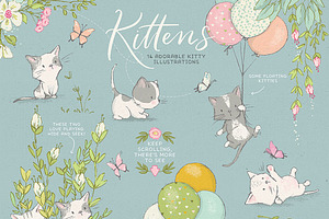 Spring Cute Kittens Graphics Bundle