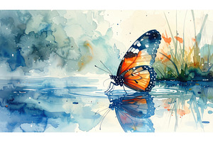 Orange and blue butterfly drinking, a Nature Photo by Igor Tichonow