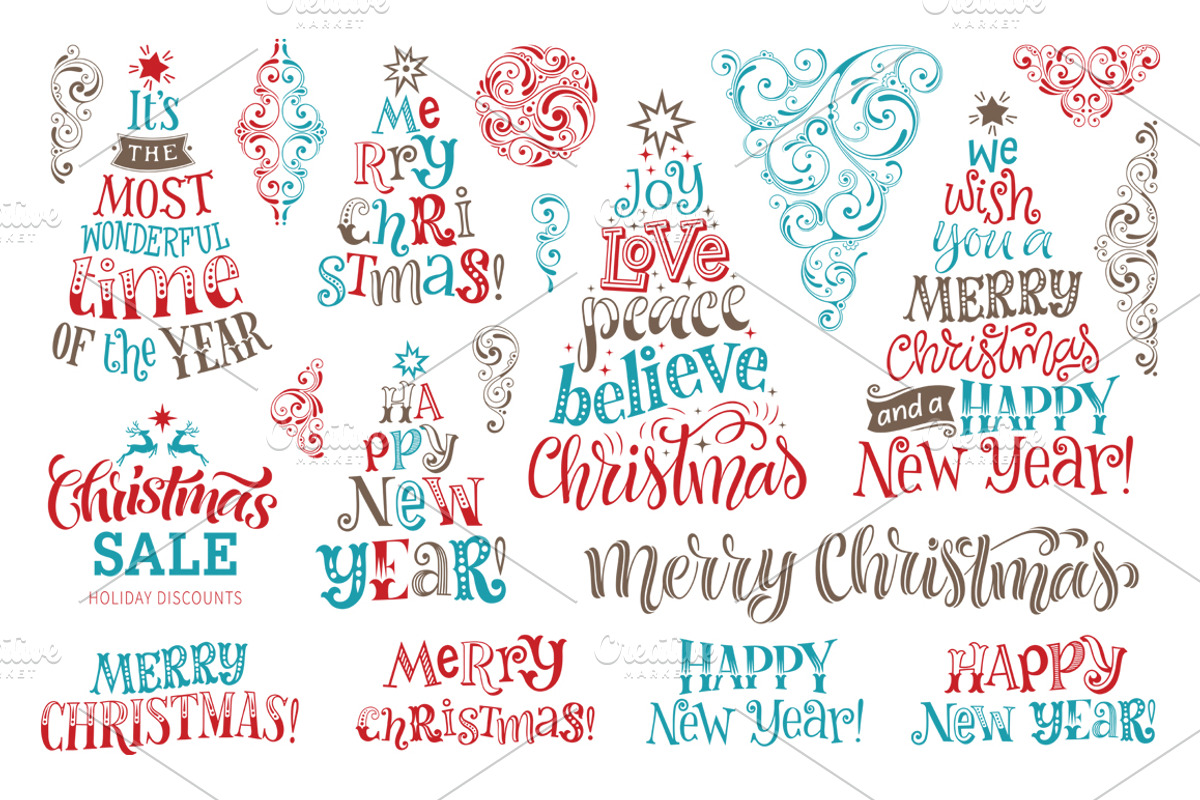 11 Christmas Lettering | 9 Ornaments, an Illustration by bariskina (Photo 4 of 5)