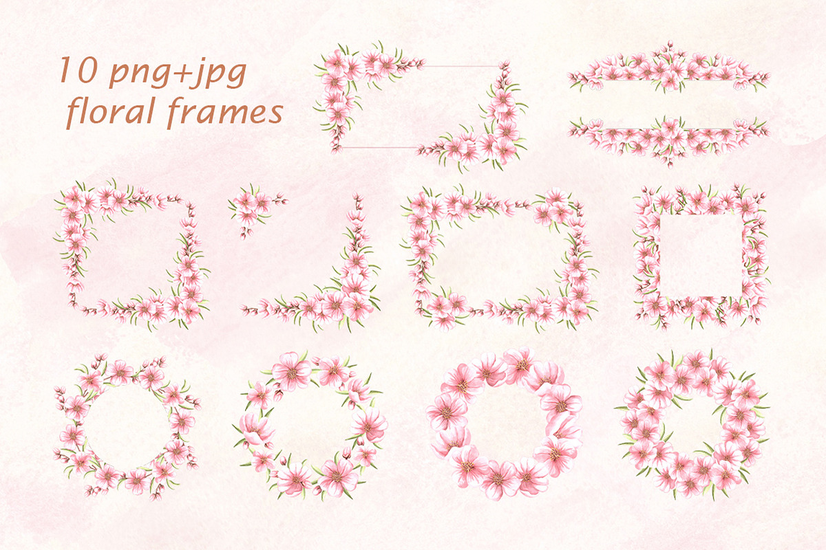Blossoming Almond watercolor clipart, a Food Illustration by susie-p-art (Photo 6 of 18)
