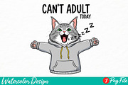 Funny Lazy Cat Sarcastic Sassy Adult, an Illustration by Watercolor design (Thumbnail 1 of 3)