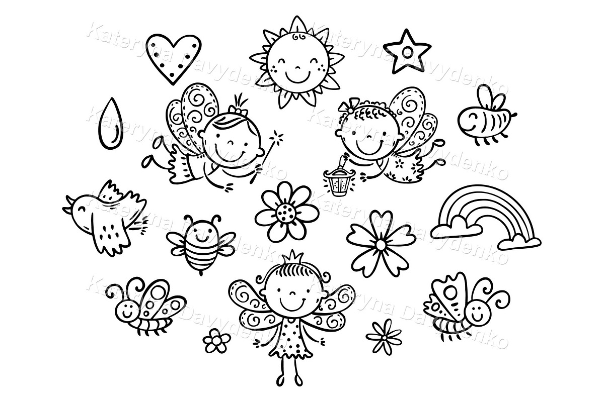 Black & White Fairy Tale Clipart Set, an Object Illustration by Bubert Art (Photo 1 of 7)