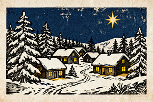 Christmas Eve - Cozy Snowy Village, a Decorative Illustration by Virgo Studio