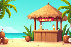 Create a tropical island coconut dri, a Photo by LOGOCREATIVE