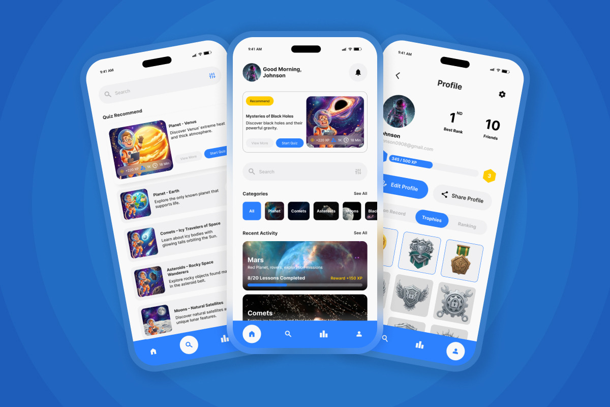 Celestia - Space Academy Quiz UI App, an App Template by twinstd (Photo 3 of 5)