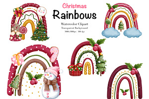 Watercolor Christmas Rainbows.