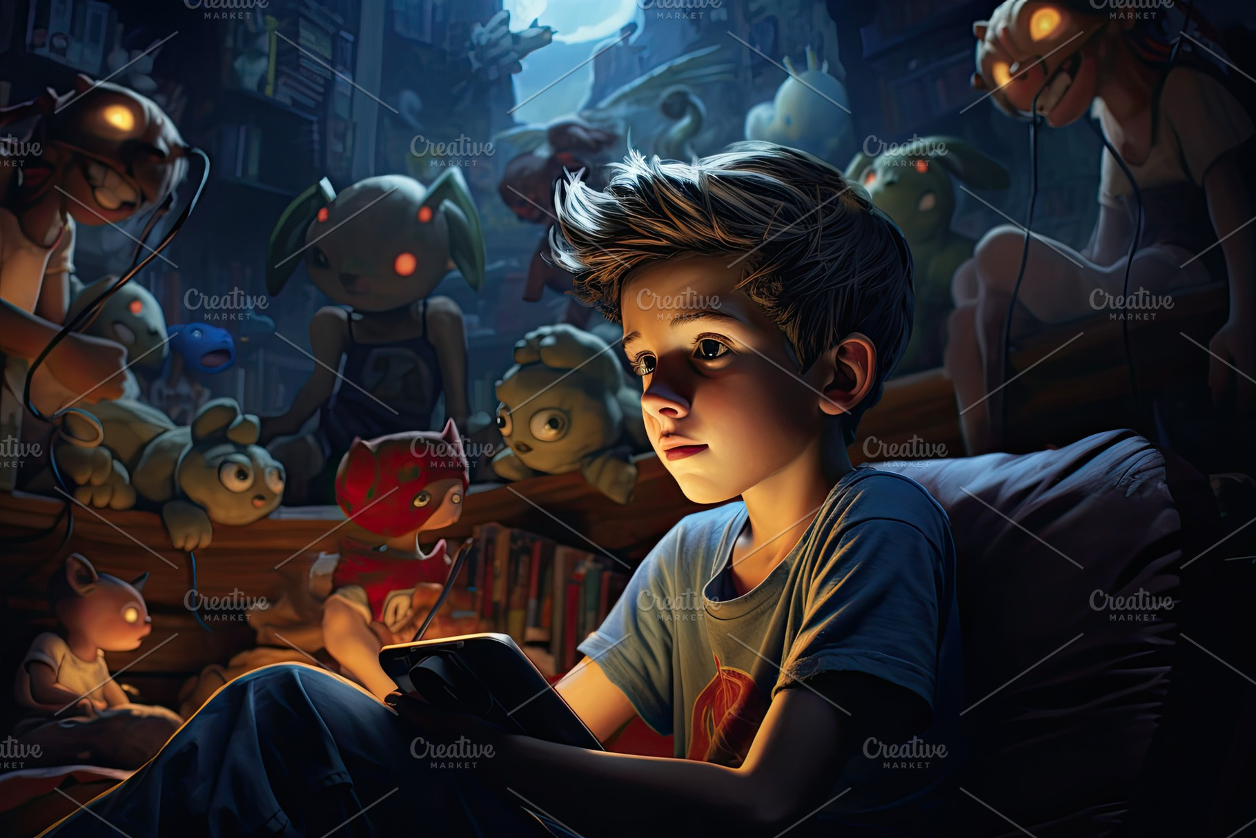 Boy reading a book in the dark room., a Photo by Iftikhar Alam