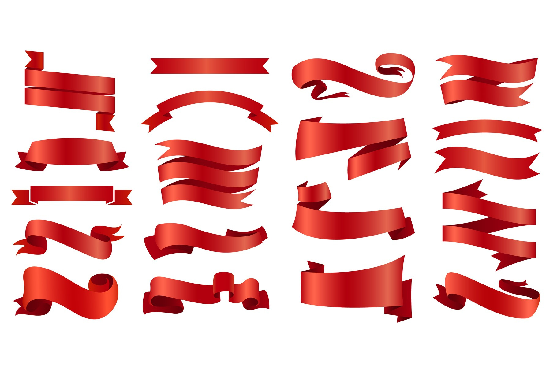Ribbons banners, Illustration set and tape isolated on white background ...