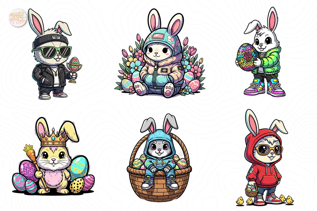 Retro Easter Bunny PNG Clipart., an Animal Illustration by KennedyStudio (Photo 3 of 4)