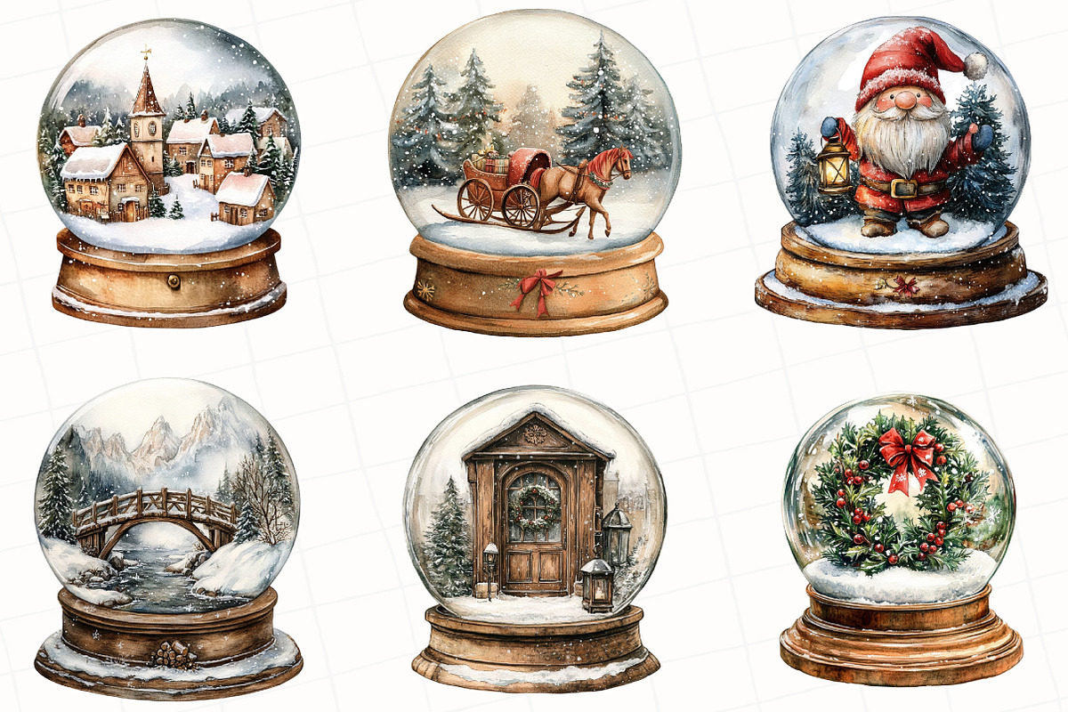 Christmas Snow Globe Clipart, an Illustration by OK Design (Photo 3 of 5)