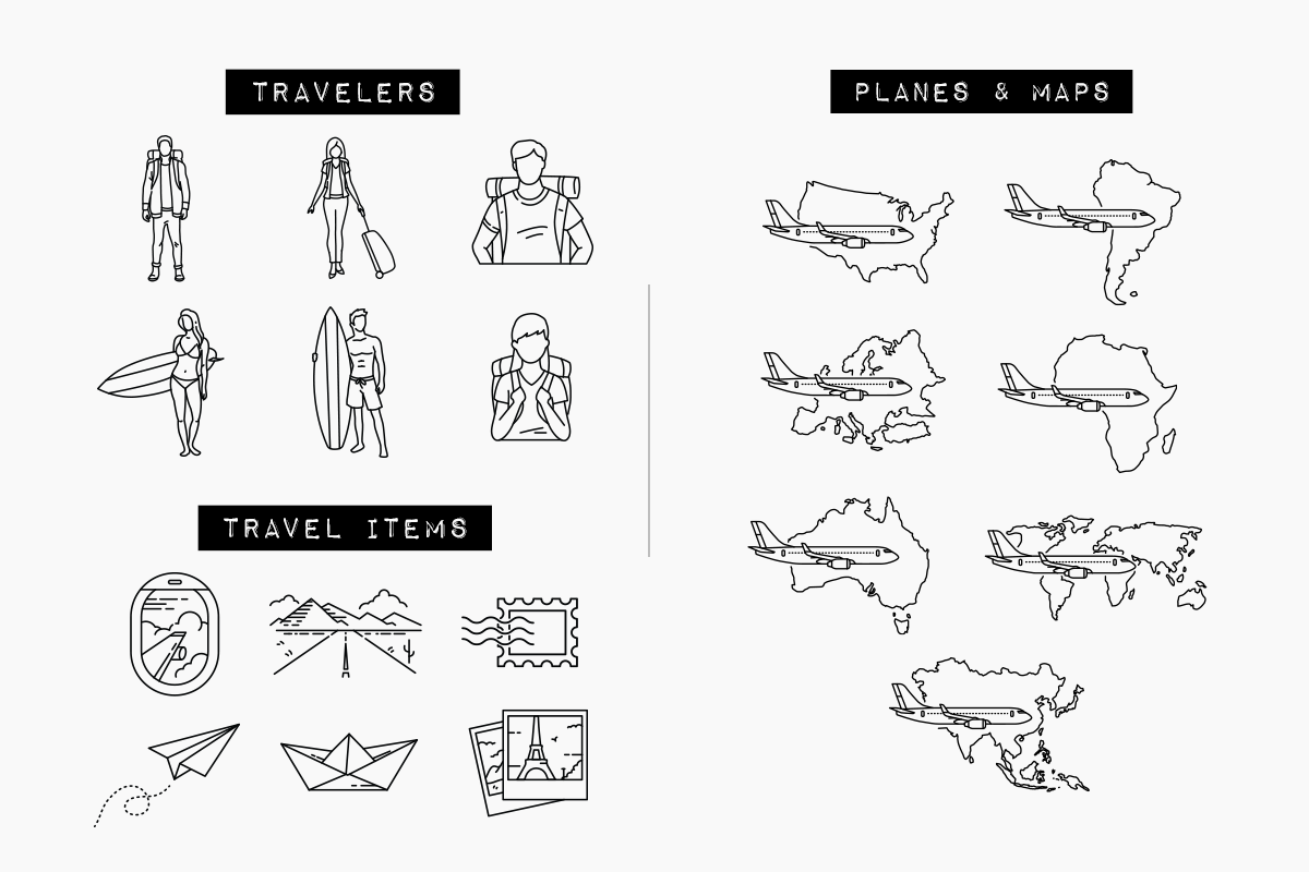 281 Travel Icons Set - Bundle, an Outline Icon by Hatch Design Workshop (Photo 11 of 19)