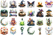 Watercolor Forest Witchy Clipart, a Seasonal Illustration by designcity5 (Thumbnail 2 of 5)