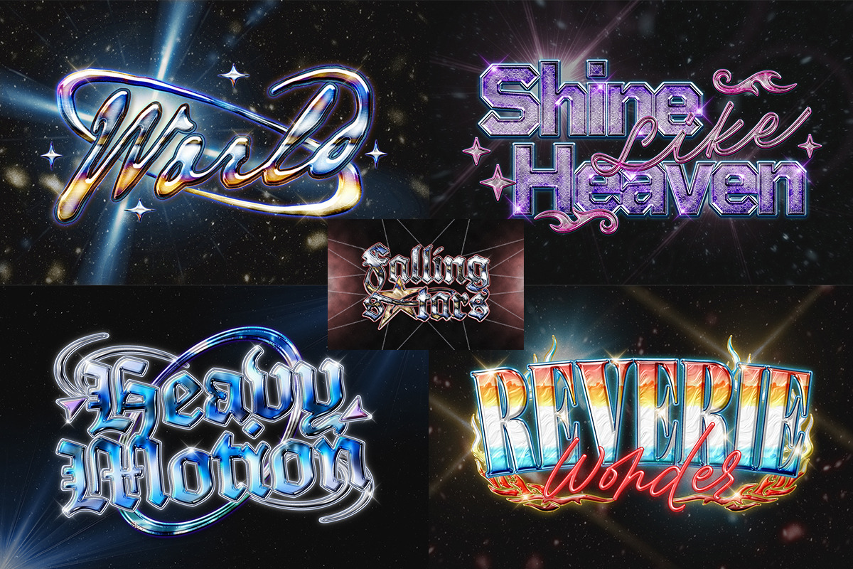 Y2K Chrome Metal Text Effect, a Layer Style Add-On by Matsero (Photo 3 of 4)
