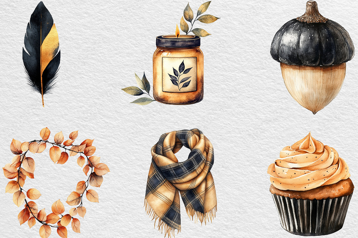 Beige & Black Autumn Clipart, an Illustration by Black Bird Studio (Photo 5 of 6)