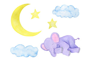 Sleeping Animals Watercolor Pattern