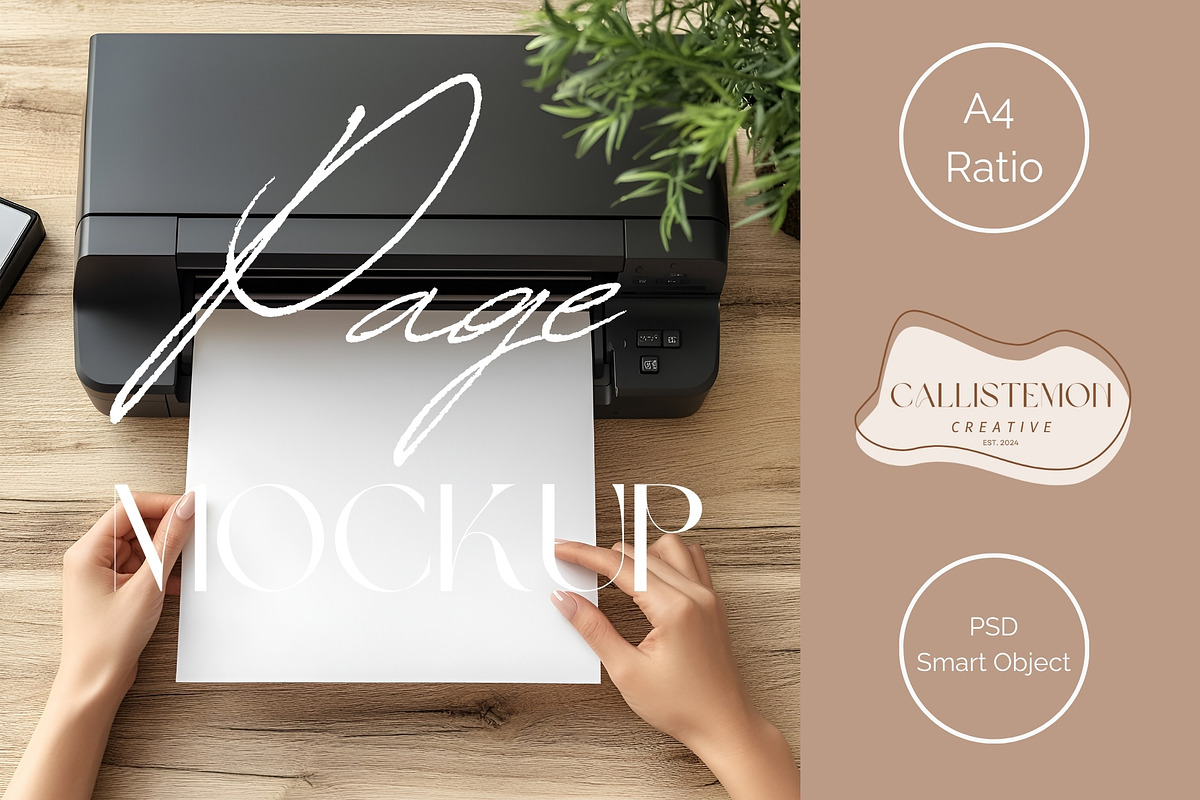 Printer Mockup with Hands PR011-03, a Books & Magazine Mockup by Callistemon Creative (Photo 1 of 8)