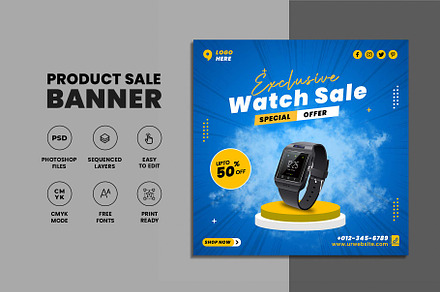 Product Sale Social Media Post, a Business Card Template by Saman Osama