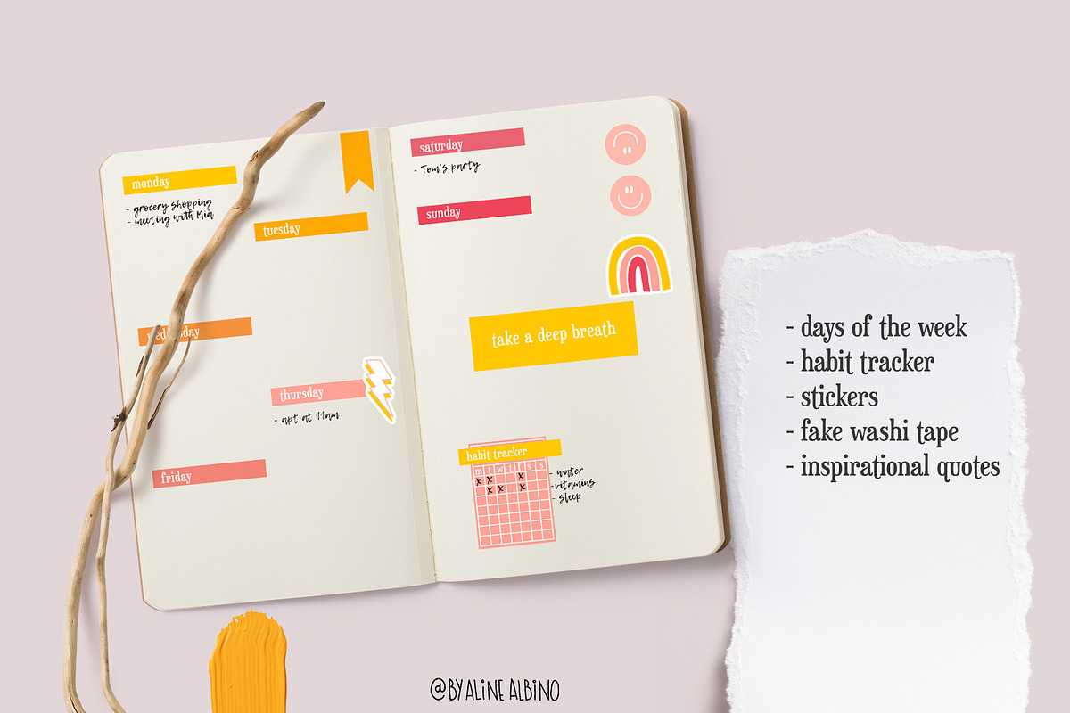 Printable Stickers - Bullet Journal, a Stationery Template by by Aline Albino (Photo 2 of 3)