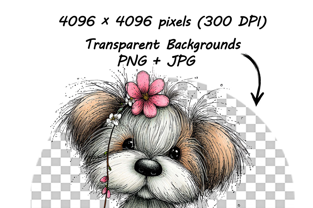 Whimsical Dogs Floral Clipart Spring, a Graphic by one-touch (Photo 14 of 19)