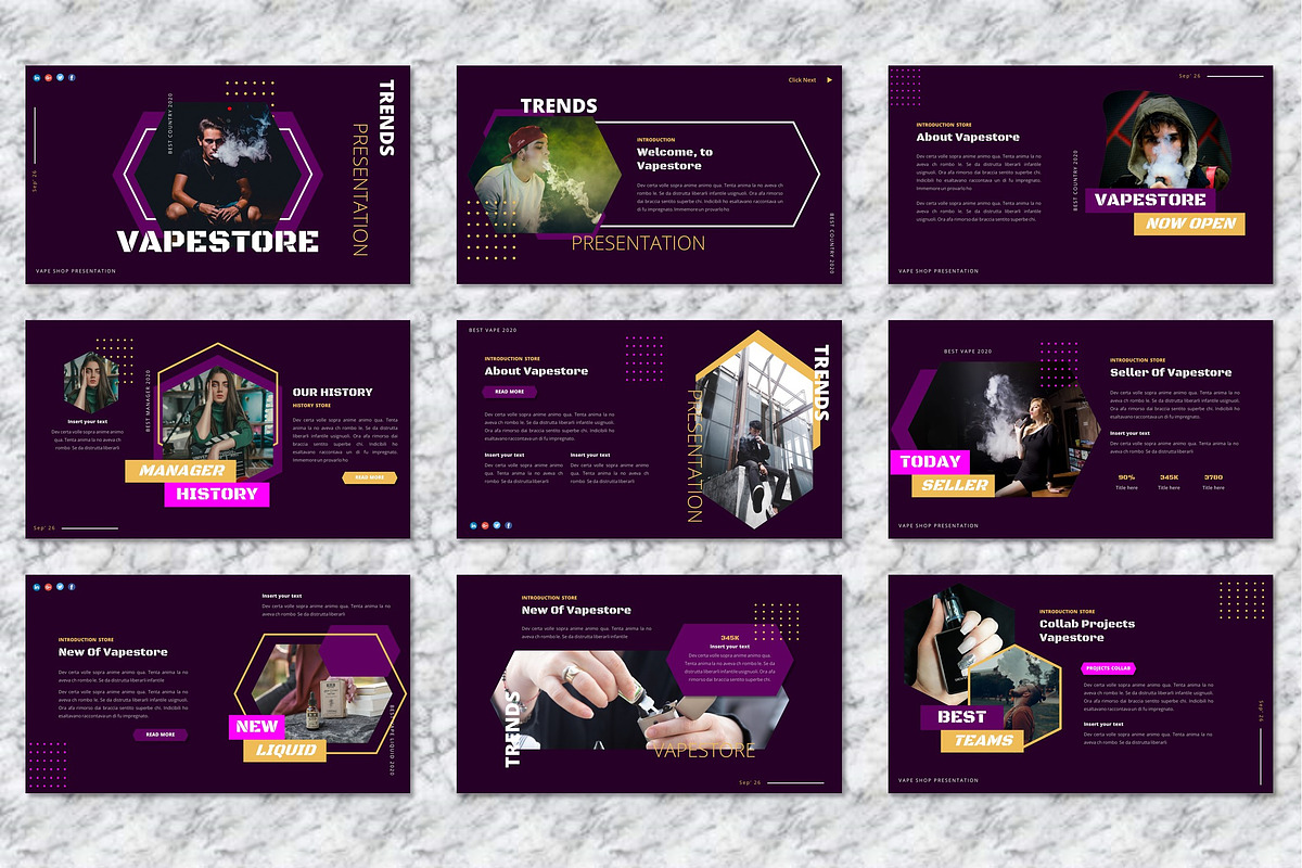Vapestore - Vape & Vapor Powerpoint, a Presentation Template by Dhabee