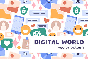Social media seamless pattern, a Pattern Graphic by Good Studio