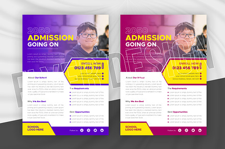 Education Flyer Design For Admission, a Flyer Template by MxVect Stock