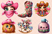 Kawaii Cowgirl Sticker Clipart, an Illustration by Designworld (Thumbnail 4 of 6)