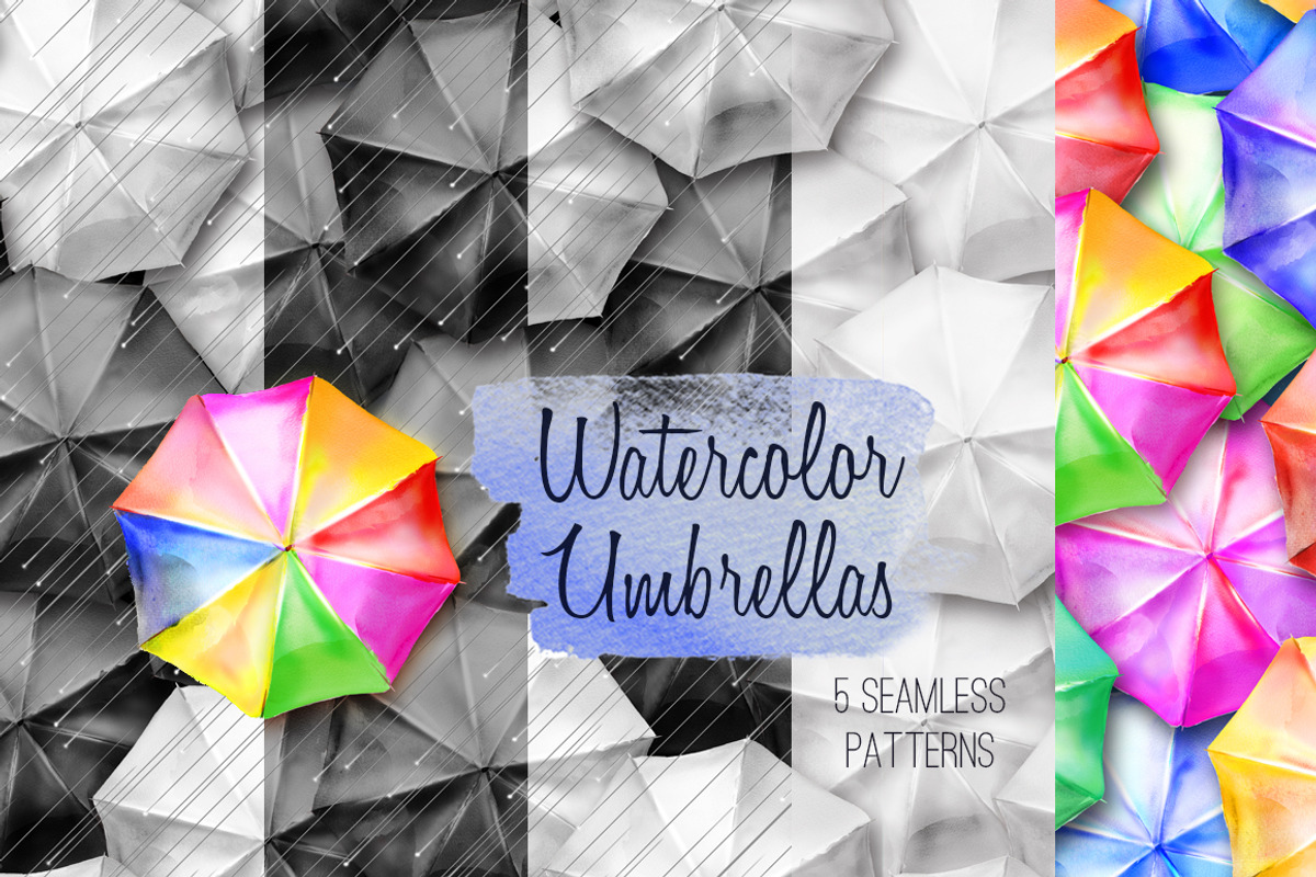 Umbrella. Patterns & sets., an Object Graphic by WatercolorArt (Photo 3 of 4)