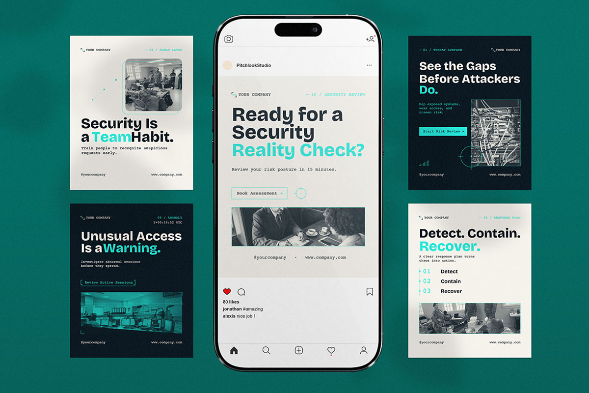 Cybersecurity Awareness Social Media, a Social Media Template by Pitchlook.Studio (Photo 3 of 3)