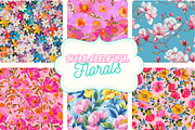 Colorful Floral Seamless Patterns, a Pattern Graphic by Ninterints (Thumbnail 1 of 12)