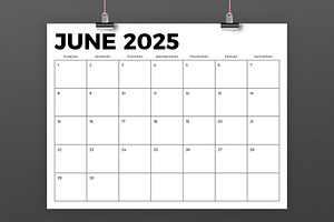 2025 8.5 X 11 Inch Calendar Template