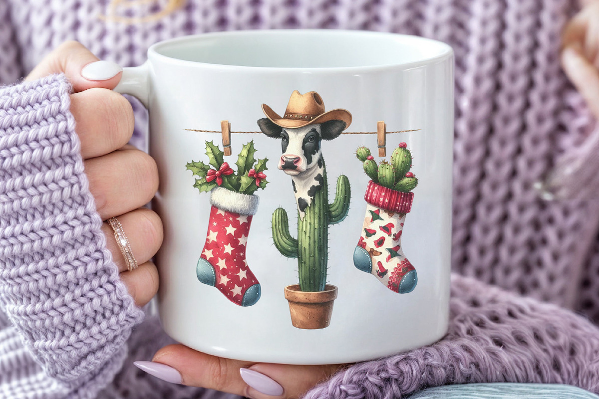 Watercolor Western Christmas Clipart, an Illustration by CraftArtStudio (Photo 5 of 6)