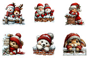 Christmas Peeking Clipart Bundle, a Seasonal Illustration by CreationArt (Thumbnail 6 of 6)