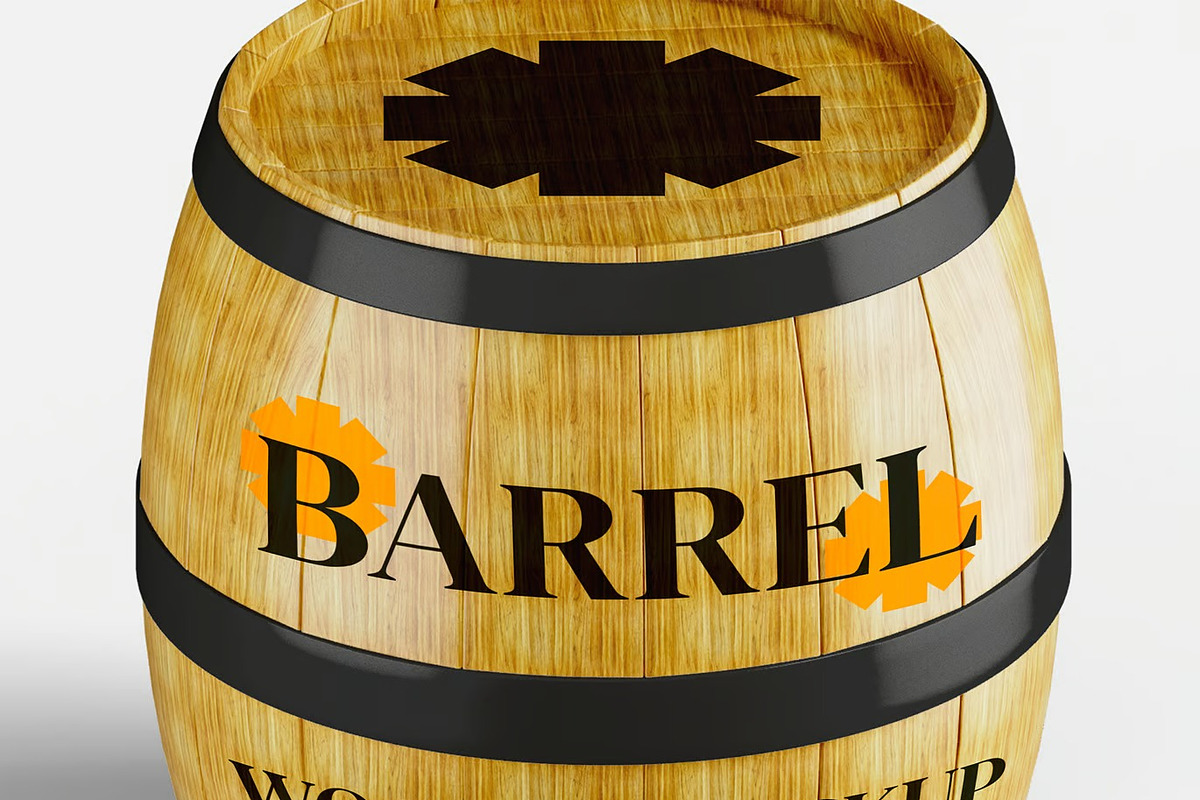 Wooden Barrel Mockup, a Merchandise Mockup by renderstockmarket (Photo 2 of 3)