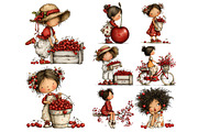 Cherry Girl Watercolor Clipart, a Person Illustration by Nicolle's Colorful Art (Thumbnail 10 of 10)