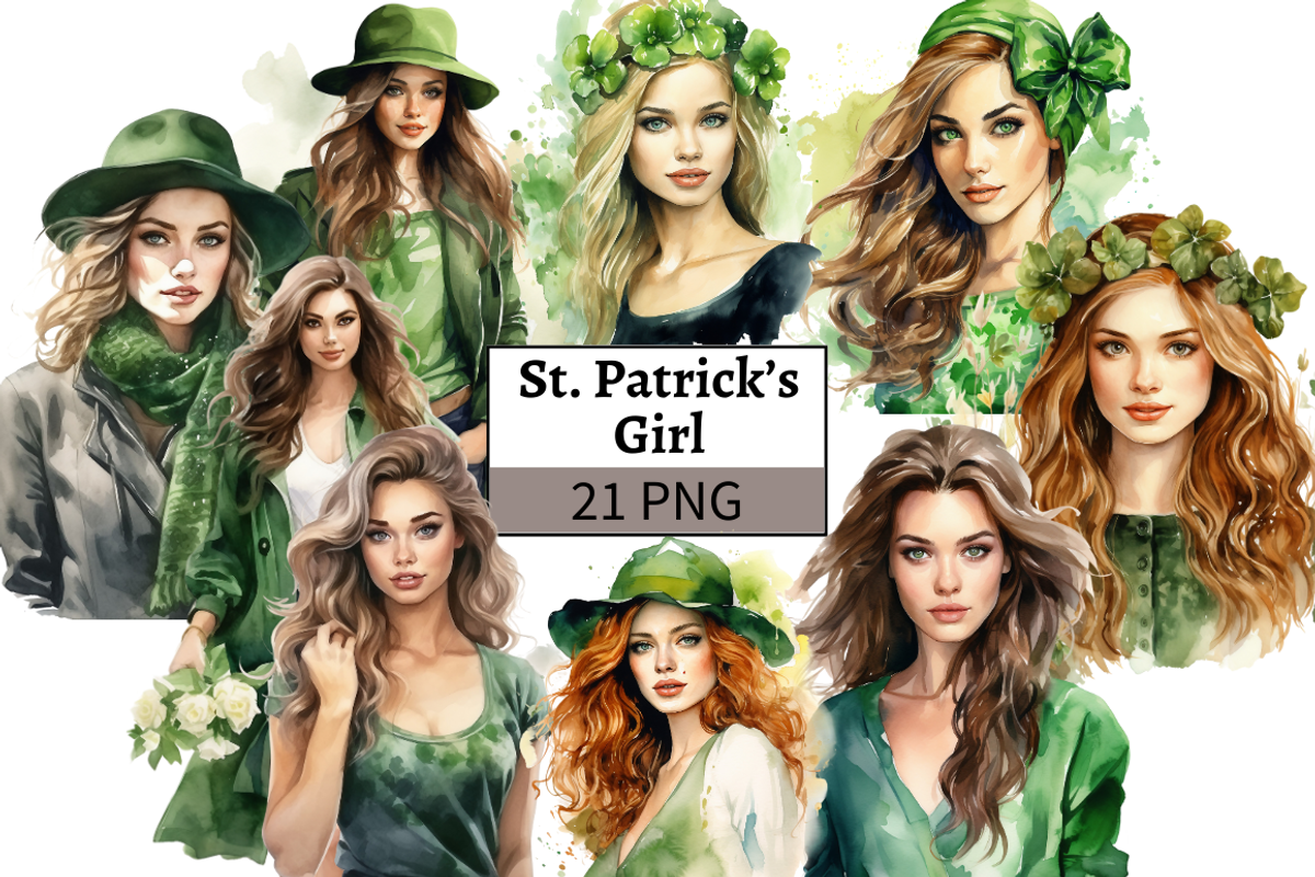 St. Patrick's Day Girl Cliparts, a Person Illustration by Mash Mash Stickers (Photo 1 of 9)
