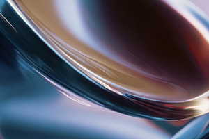 Abstract metallic flowing waves reflecting iridescent light, cre, a Photo by Studio ANNA