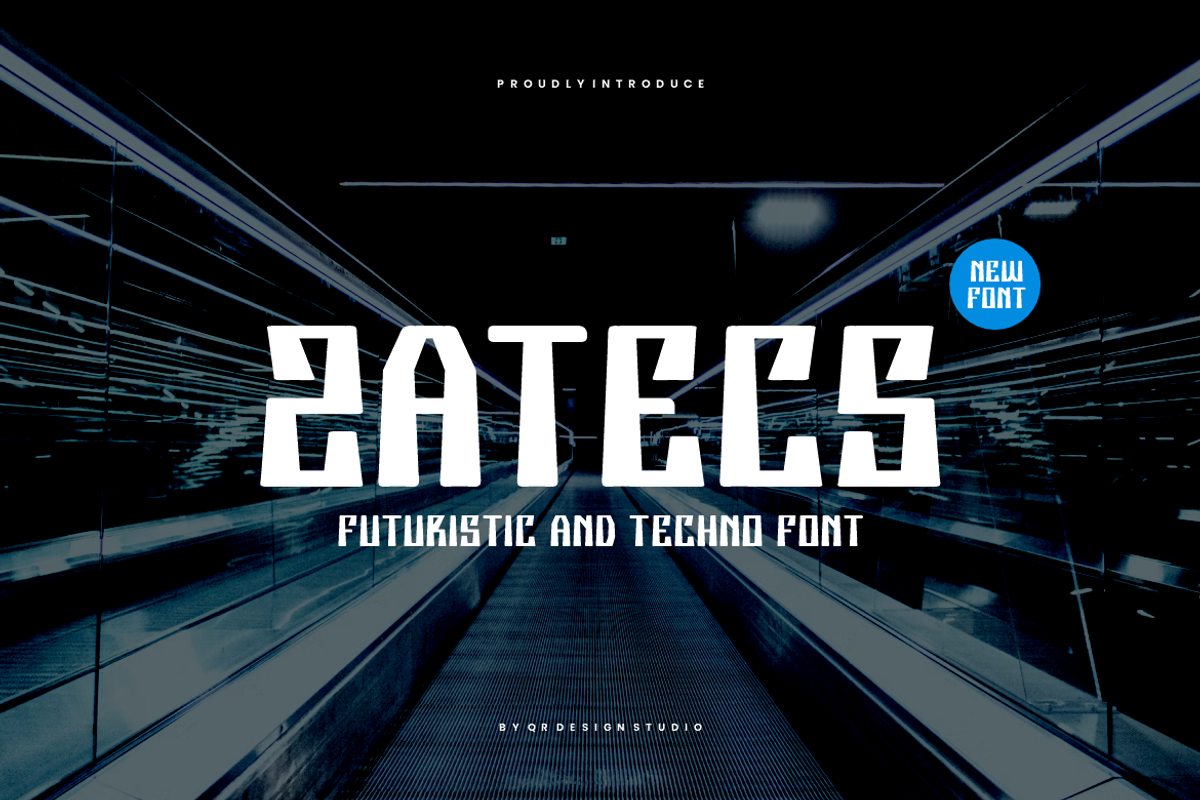 Zatecs - Futuristic & Tech Font, a Sans Serif Font by QR Design Studio (Photo 1 of 7)