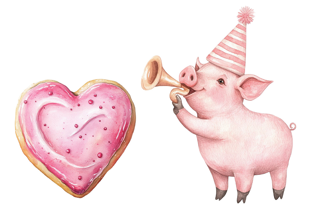 Pink Birthday Clipart Bundle, a Seasonal Illustration by CitraGraphics (Photo 5 of 5)