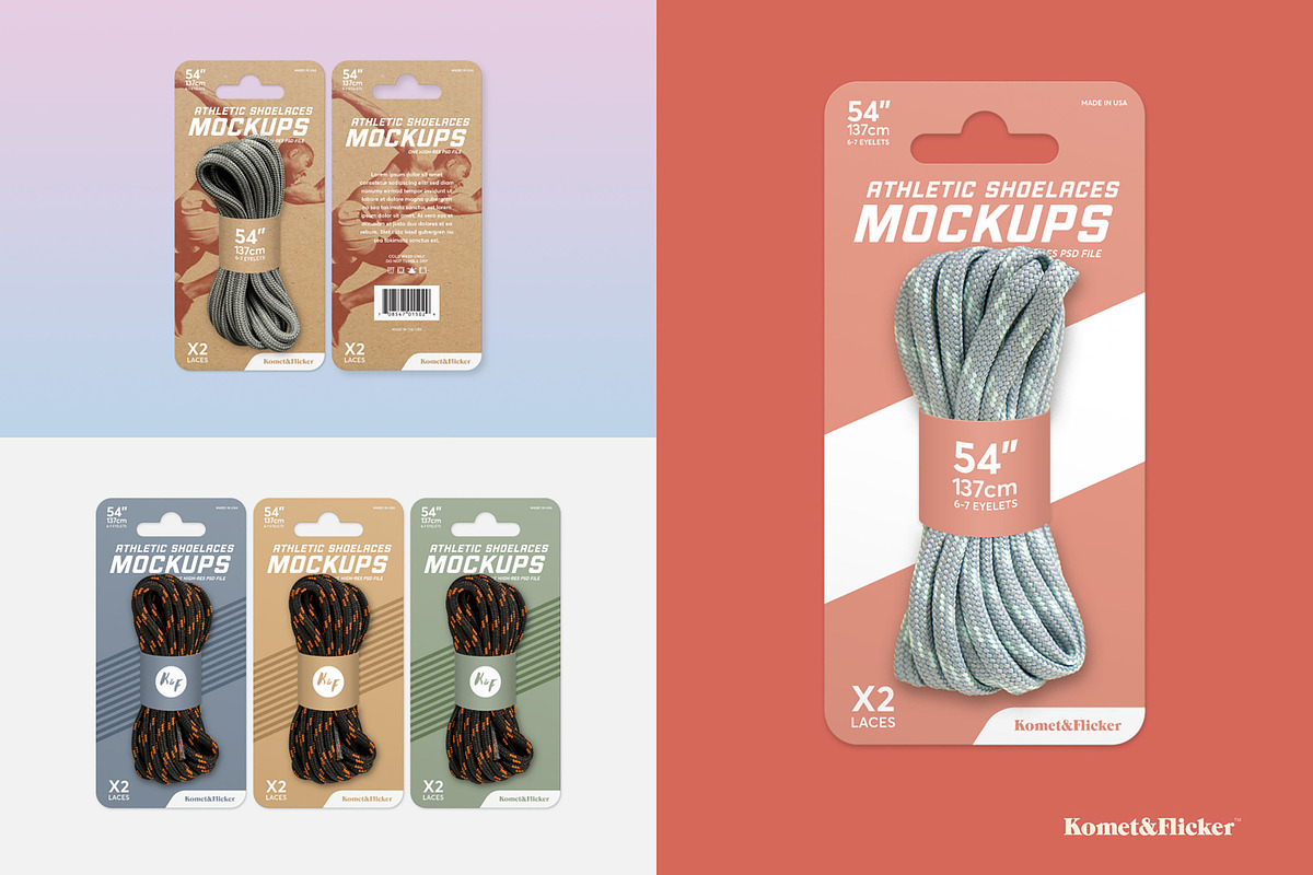 Athletic Shoelaces Packaging Mockup