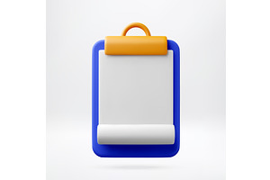 3D clipboard with blank paper for, a Finance Illustration by Abscent