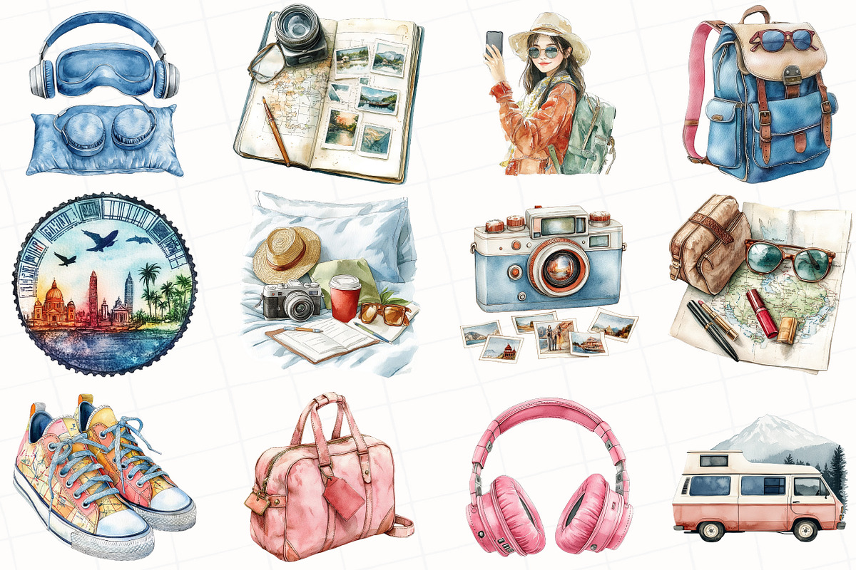 Watercolor Travel the World Clipart, an Illustration by OK Design (Photo 3 of 6)