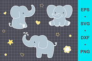 Baby elephant clip art, an Animal Illustration by Elena Nesterova (Thumbnail 1 of 6)