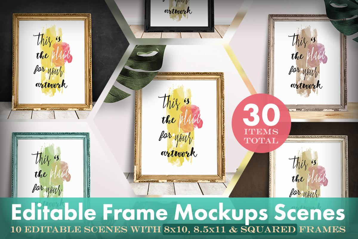 Editable Frame Mockups Scenes Bundle, a Print Template by Hype Your Prints (Photo 1 of 10)