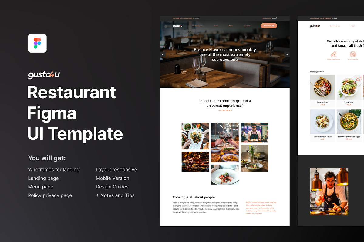 Restaurant Figma UI Template, an UI Kit Template by danielsantinhos (Photo 1 of 8)