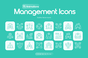 Animated Management Icons Set, an Outline Icon by Prosymbols