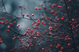 Wild Bush with Red Berries, a Nature Photo by Virgo Studio