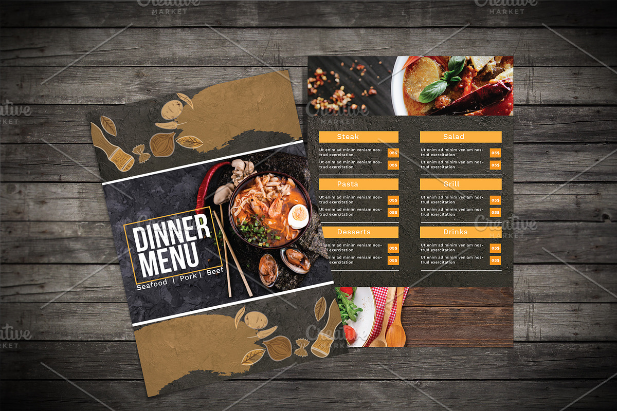 Classy Dinner Menu, a Flyer Template by Minimalist Studio (Photo 2 of 4)