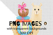 Easter Alpacas PNG clipart Set, an Animal Illustration by Art by Angele G (Thumbnail 2 of 3)